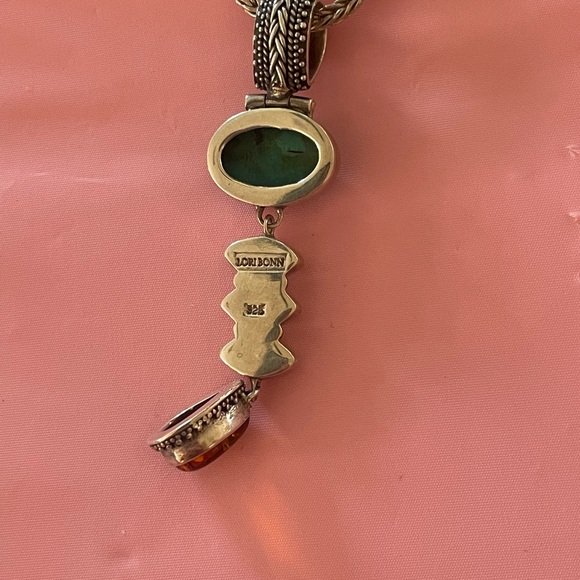 Lori Bonn necklace with matching earrings. 925, amber, peridot and turquoise - Picture 3 of 4